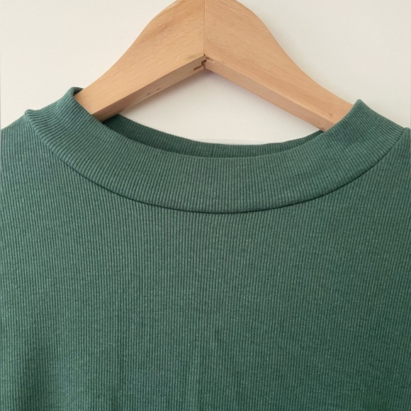 Green Ribbed Mock Neck Top - Picture 3 of 3